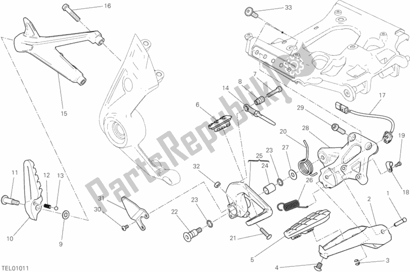 All parts for the Footrests, Right of the Ducati Diavel Xdiavel S USA 1260 2017